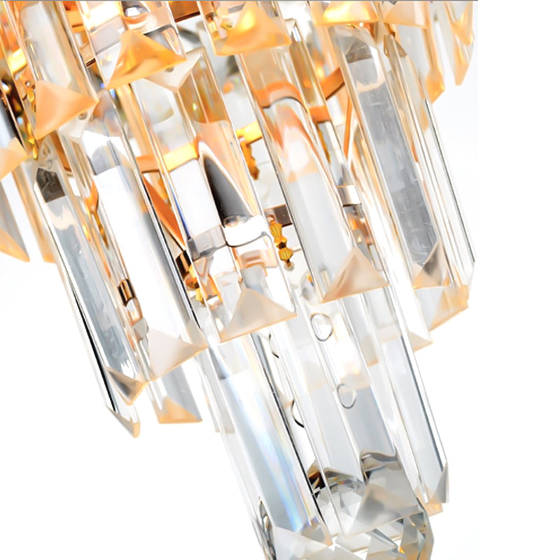 3/7 Lights Dining Room Ceiling Lamp with Layered Crystal Shade Modern Gold Chandelier Light, 18"/19.5" Wide