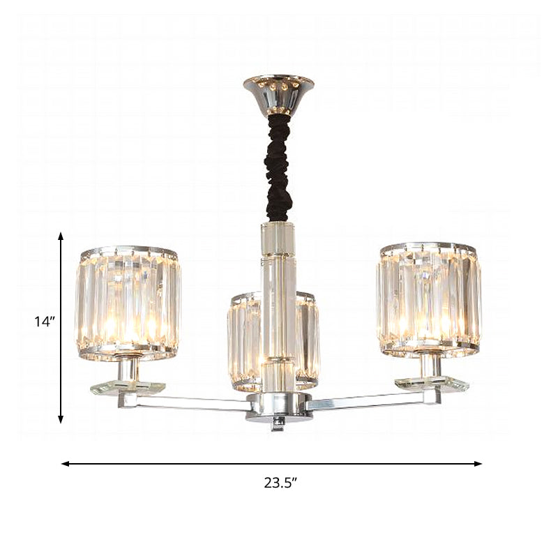 Zylinder Schlafzimmer Kronleuchter Lichtkristall 3/6 Lichter moderne hängende Leuchte in Chrom