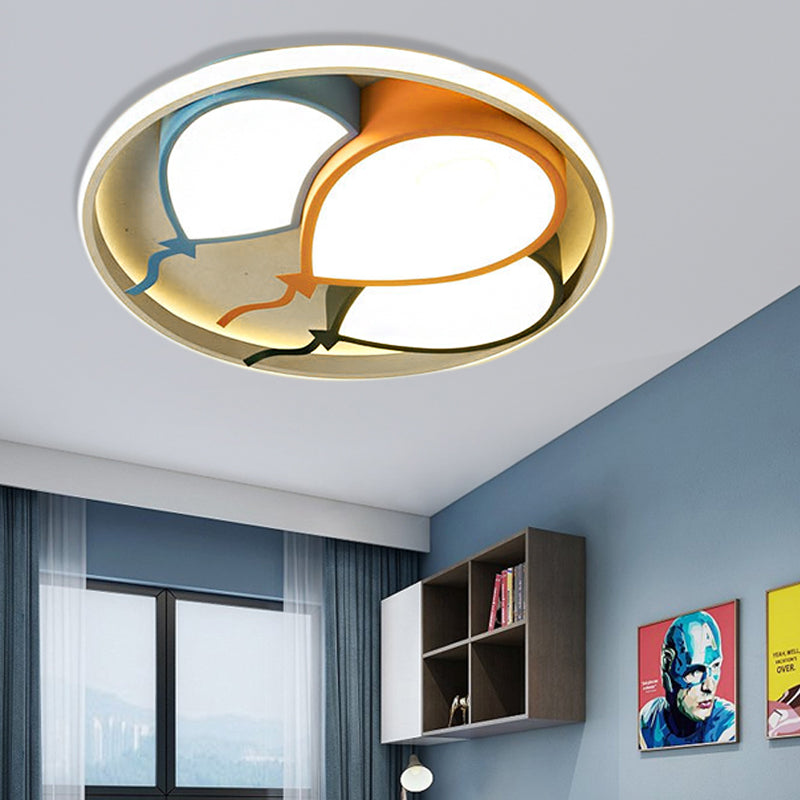 Lampada da incasso circolare per bambini in alluminio e acrilico 16,5"/20,5" W LED Lampada da soffitto rosa/giallo con design a palloncino, luce calda/bianca