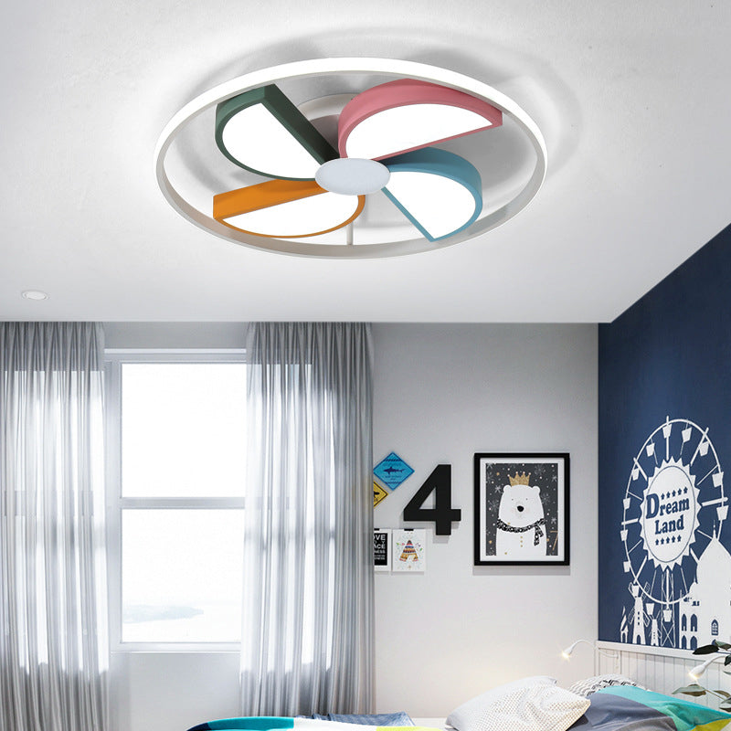 16.5"/20.5" W Windmill Flush Mount Lamp Kids Acrylic LED White Finish Ceiling Lamp for Bedroom, Warm/White Light