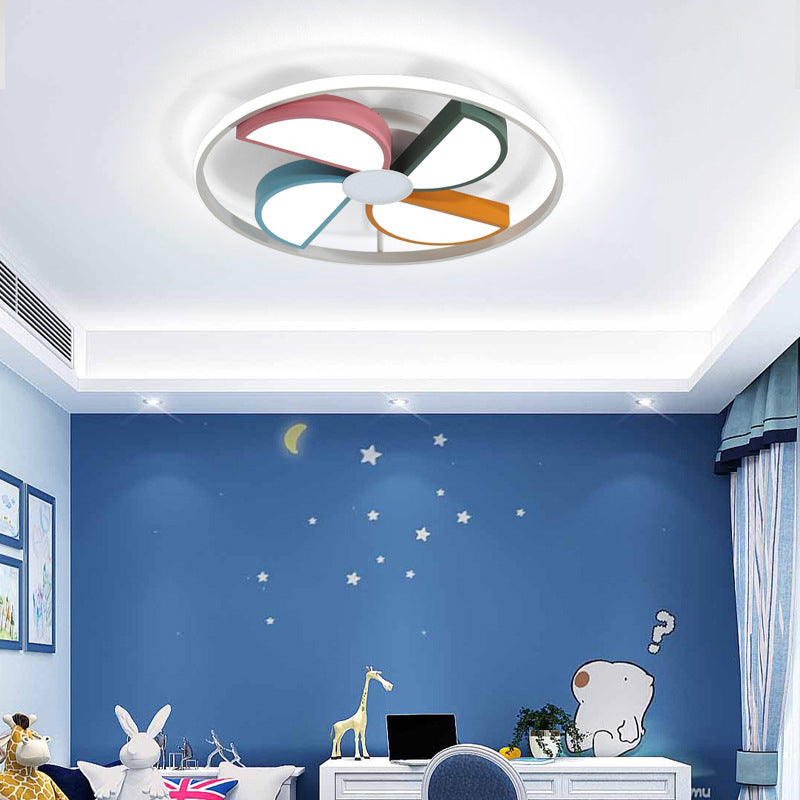 16,5 "/20.5" W Windmill Flush Mount Lamp Kids Acrilico LED White Finish Lampada per Bedroom, Warm / White Light