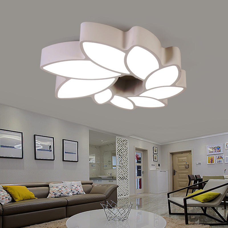 Acrylic Floral Ceiling Mounted Light Simplicity 22.5"/31.5" Wide Living Room Flush Mount Light Fixture in Warm/White Light