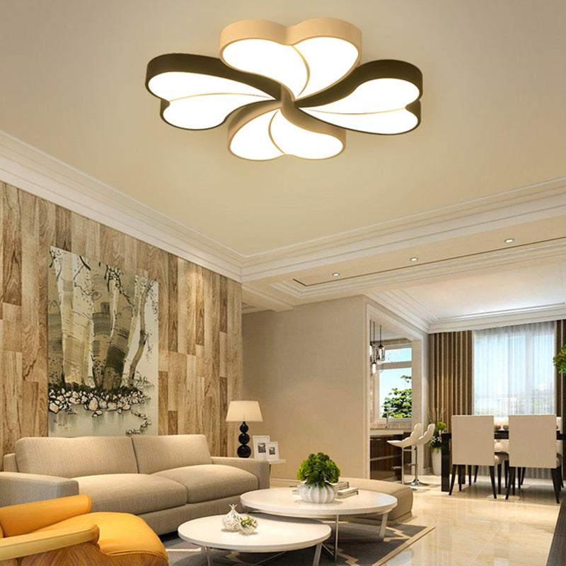 Cœur noir et blanc-Plafond Ceiling Lamp Moderne Acrylique Flush Mount Light Fixture in Warm / White Light