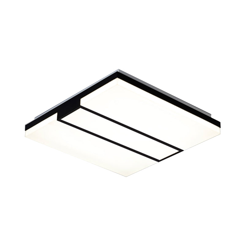 Plafonnier rectangulaire minimaliste en acrylique, 19 "/23,5"/33 "de large, luminaire monté au plafond pour chambre à coucher, lumière chaude/blanche