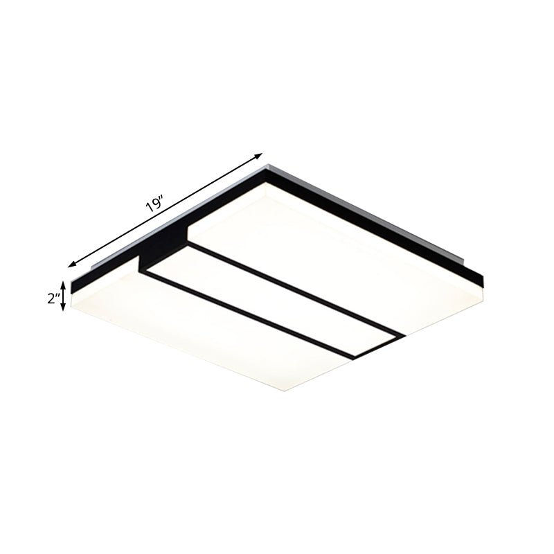 Minimalist Rectangular Ceiling Flush Mount Acrylic 19"/23.5"/33" Wide Bedroom Ceiling Mounted Fixture in Warm/White Light