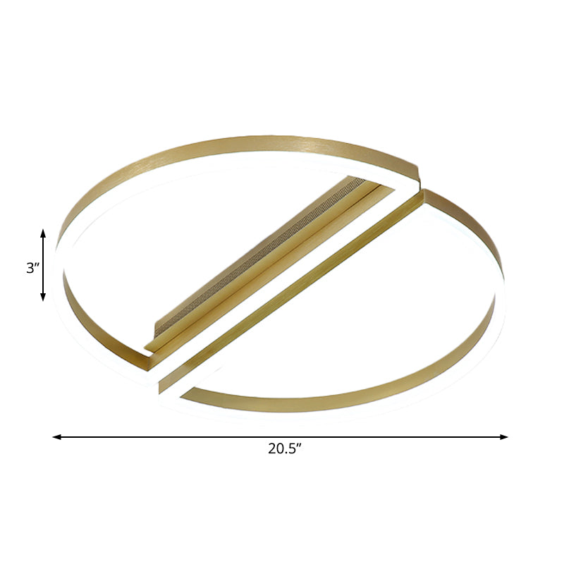 Luz de techo circular de acrílico, lámpara LED moderna de montaje empotrado para dormitorio dorado, luz blanca cálida/blanca