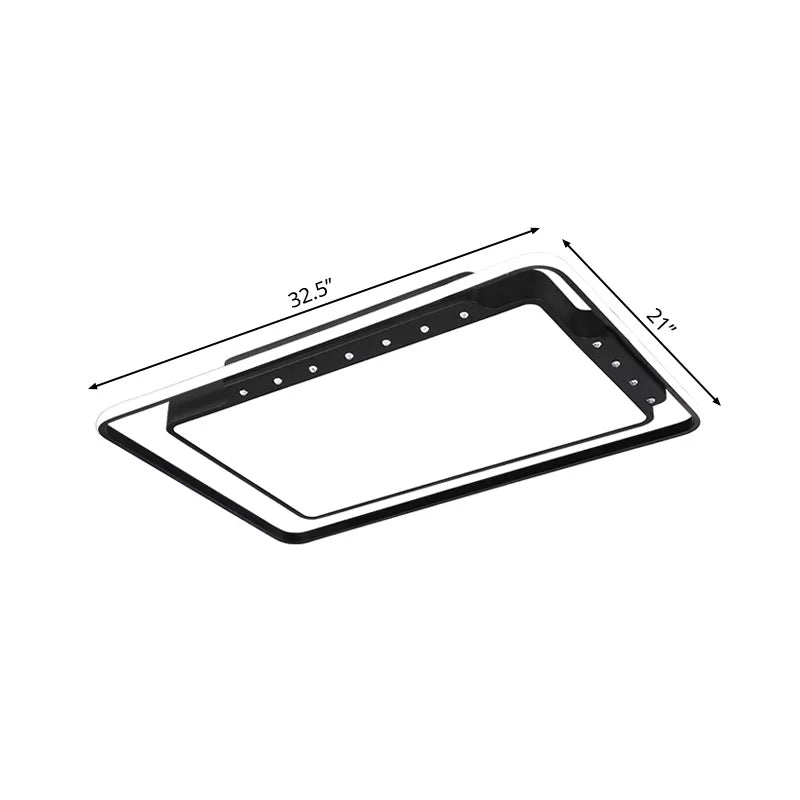 Negro/Blanco de techo rectangular de luz de techo 16 "/19,5" /32.5 " de ancho de sala de living de acrílico simple de montaje en caliente/luz blanca