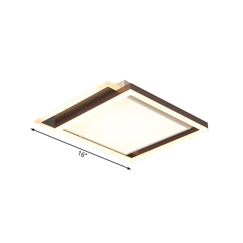 16 "/19,5" /35.5 " W Dormitorio Flush Light Modern Acrílico Marrón LED de iluminación de techo en luz cálida/blanca