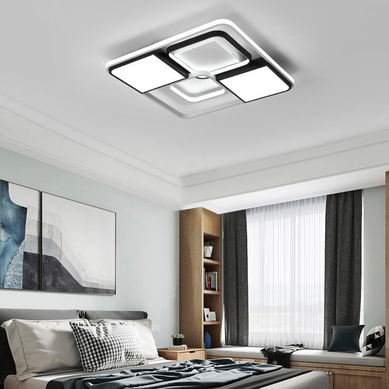 18 "/22 "/31.5" Wide Modern LED Flushmount Illuminazione Bianco Rhombus/Rettangolare Soggiorno Lampada da soffitto con paralume acrilico in luce calda/bianca