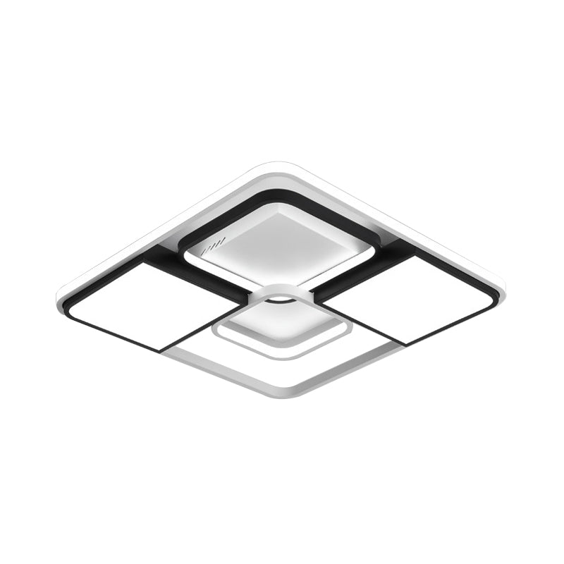 18 "/22 "/31.5" Wide Modern LED Flushmount Illuminazione Bianco Rhombus/Rettangolare Soggiorno Lampada da soffitto con paralume acrilico in luce calda/bianca