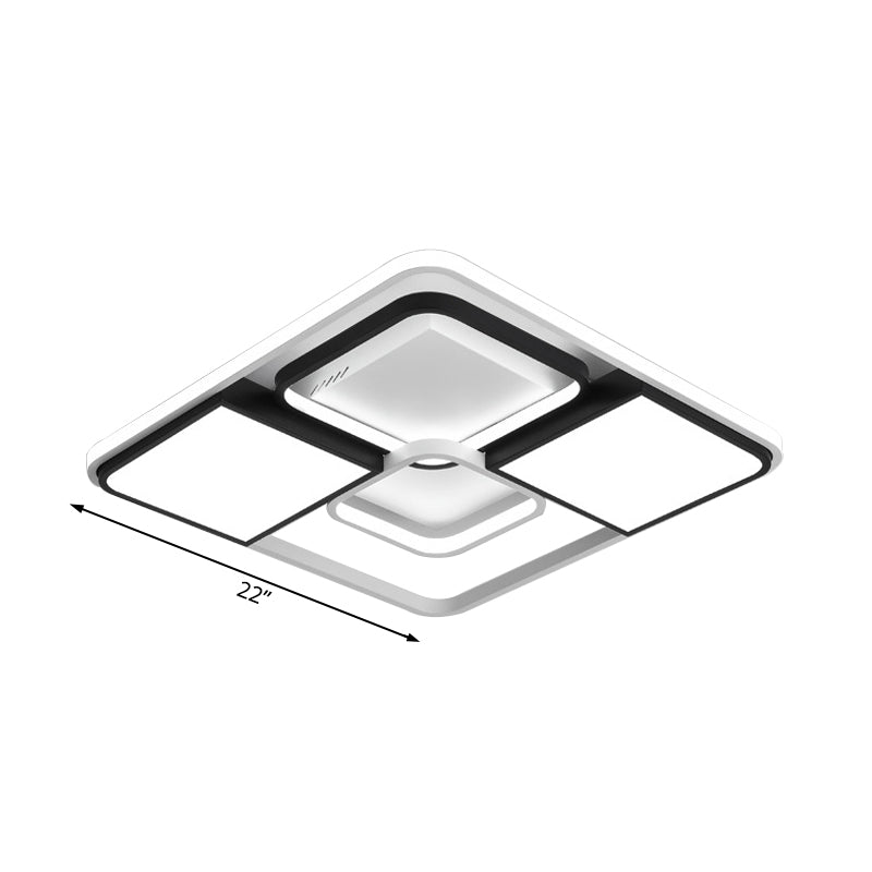 18 "/22 "/31.5" Wide Modern LED Flushmount Illuminazione Bianco Rhombus/Rettangolare Soggiorno Lampada da soffitto con paralume acrilico in luce calda/bianca