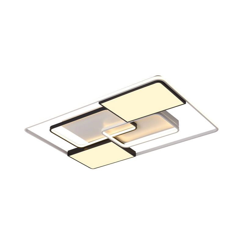 18 "/22 "/31.5" Wide Modern LED Flushmount Illuminazione Bianco Rhombus/Rettangolare Soggiorno Lampada da soffitto con paralume acrilico in luce calda/bianca