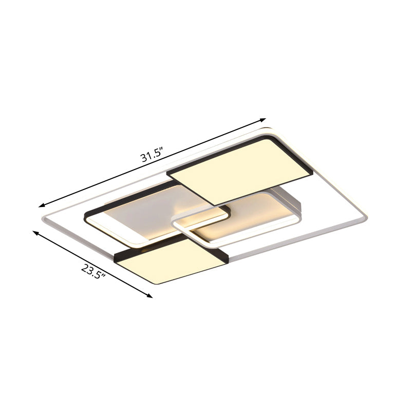 18 "/22 "/31.5" Wide Modern LED Flushmount Illuminazione Bianco Rhombus/Rettangolare Soggiorno Lampada da soffitto con paralume acrilico in luce calda/bianca