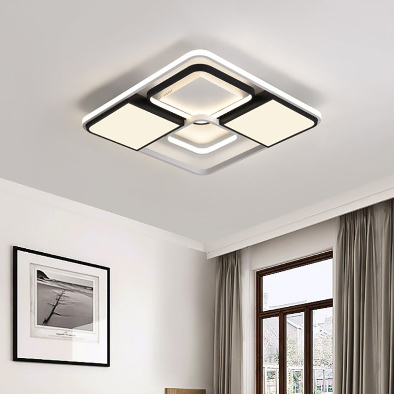 18 "/22 "/31.5" Wide Modern LED Flushmount Illuminazione Bianco Rhombus/Rettangolare Soggiorno Lampada da soffitto con paralume acrilico in luce calda/bianca