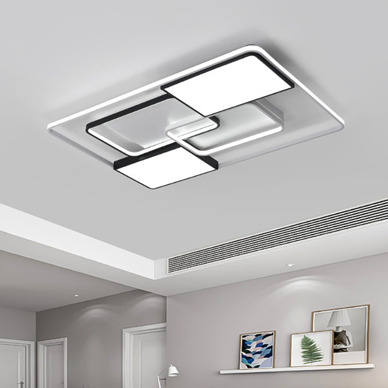 18 "/22 "/31.5" Wide Modern LED Flushmount Illuminazione Bianco Rhombus/Rettangolare Soggiorno Lampada da soffitto con paralume acrilico in luce calda/bianca