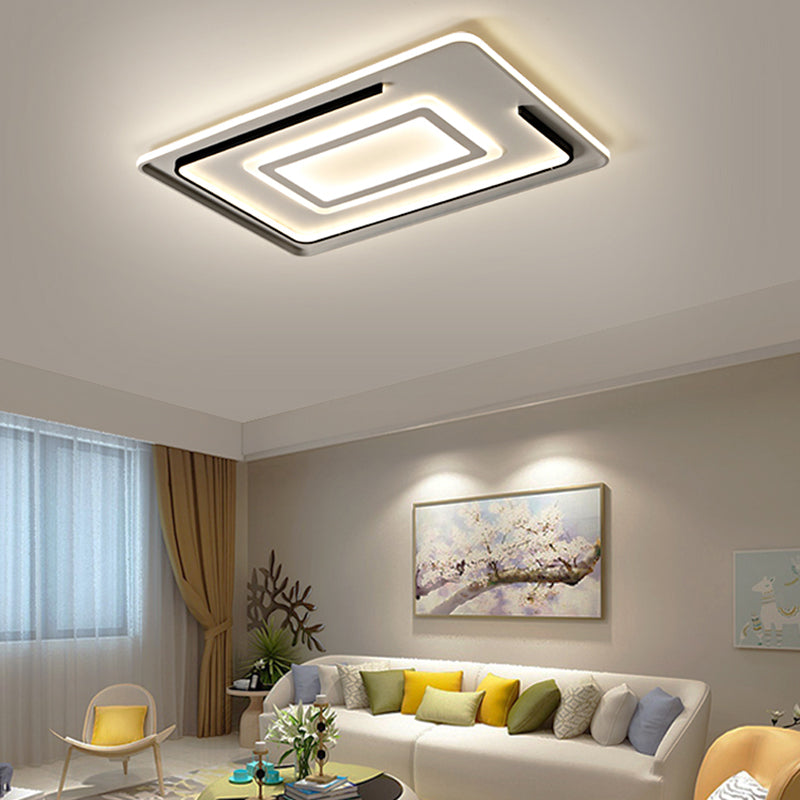 Acrylic Rectangular Ceiling Light Modern LED Flush Mount in Warm/White Light for Living Room, 18"/21.5"/35.5" Wide