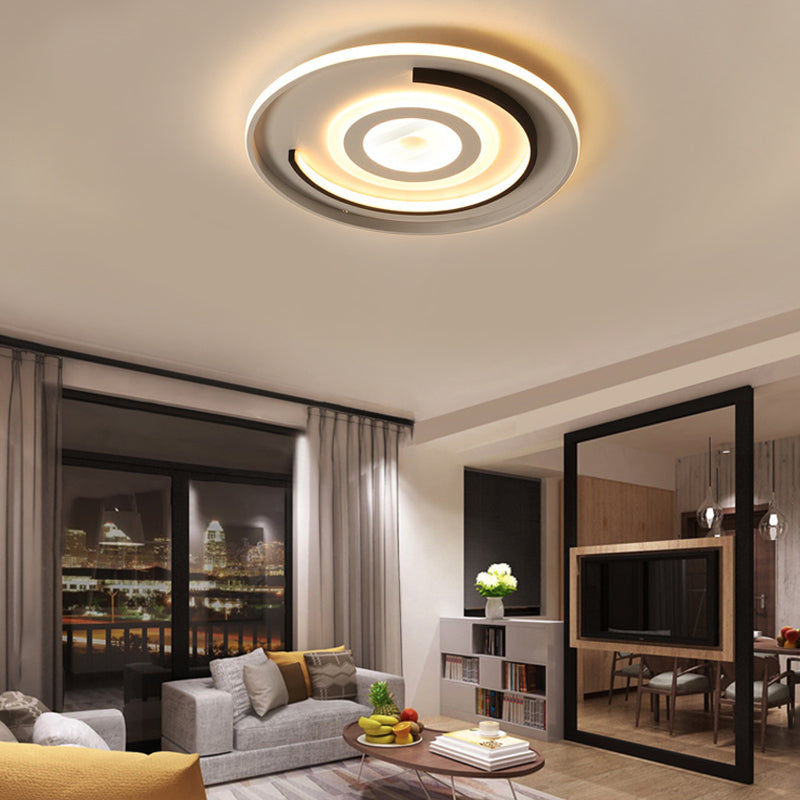 Lampada da soffitto moderna a LED rotonda in acrilico con diametro di 18"/21,5" per camera da letto, con montaggio ad incasso, a luce calda/bianca