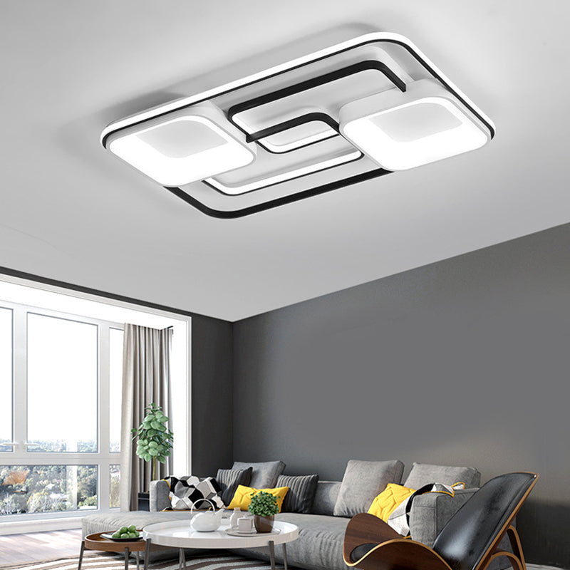 Round/Square/Rectangular Flush Ceiling Light Modern Acrylic White LED Living Room Ceiling Mounted Fixture in Warm/White Light