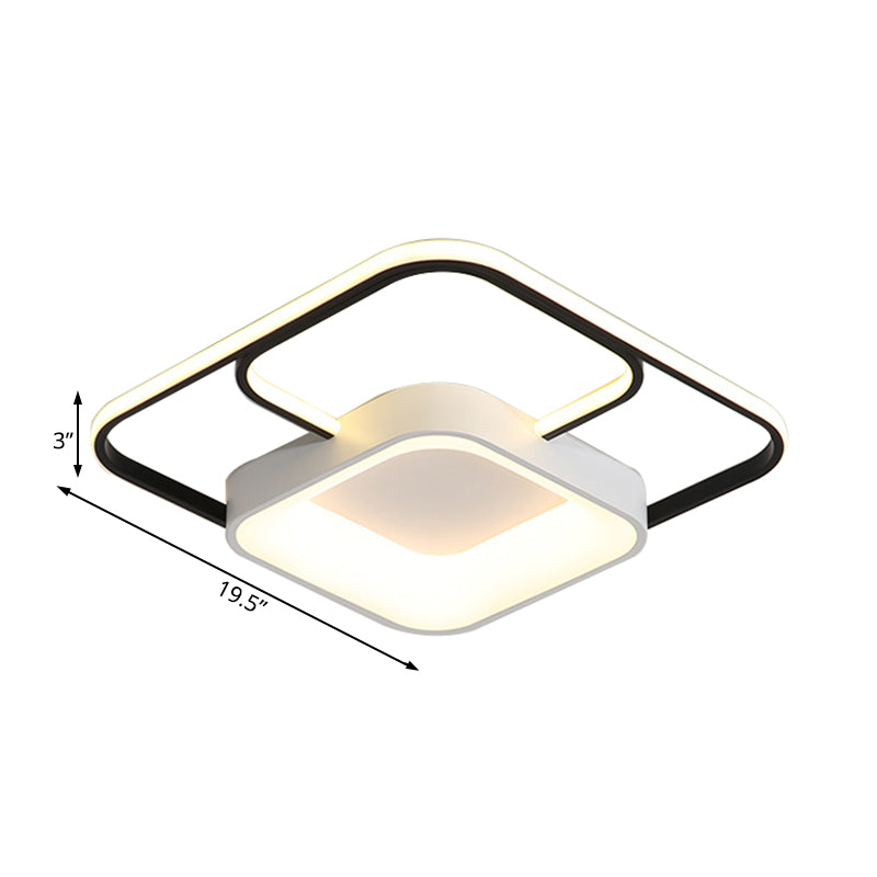 Plafonnier rond/carré/rectangulaire moderne en acrylique blanc LED, luminaire monté au plafond pour salon, lumière chaude/blanche