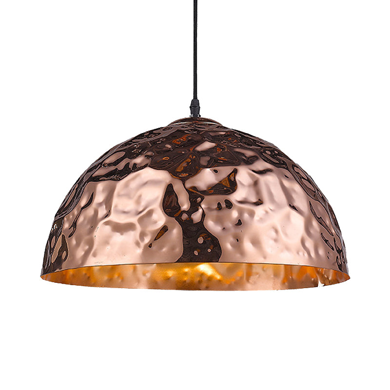 1 lumière plafond suspendue avec bol boulonnerie en métal d'éclairage pendentif en or rose, 10 "/ 16" de largeur