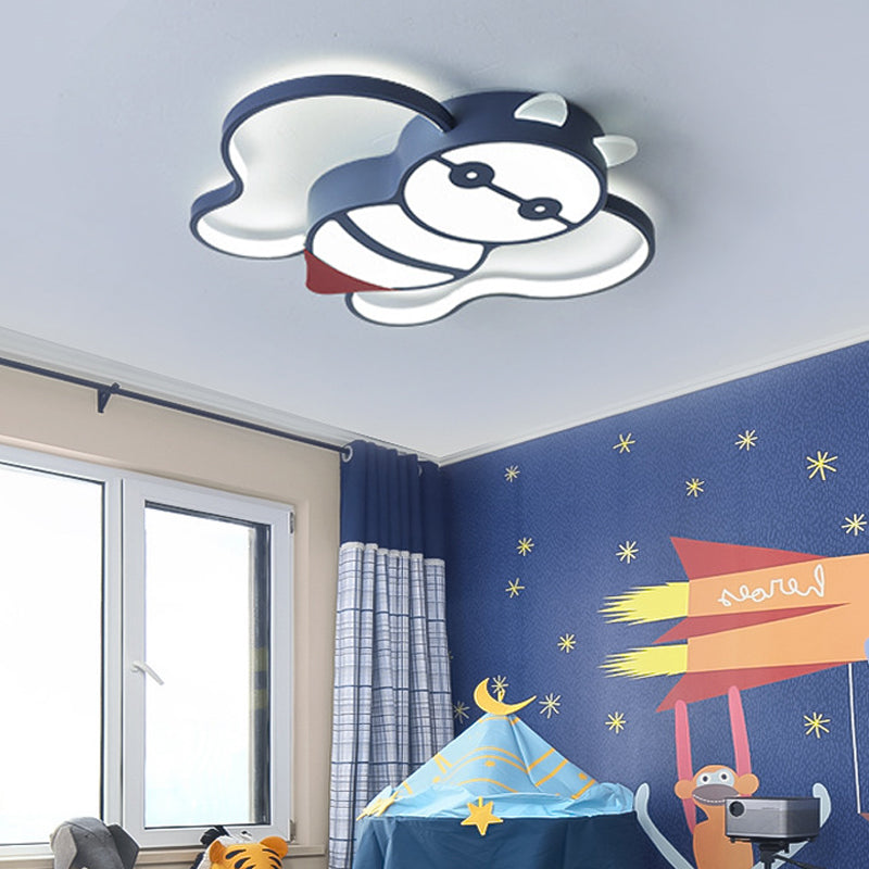 Kids Bee Design Flush Mount Lighting Acrylique DEL Children Room Blue Ceiling Lamp in Warm / White Light, 15 "/20.5" Largeur