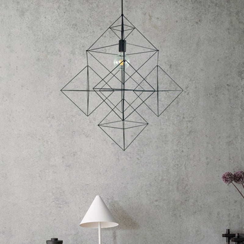 Black 1 Light Pendant Lighting Classic Metal Geométrique Géométrique lampe pour salle à manger