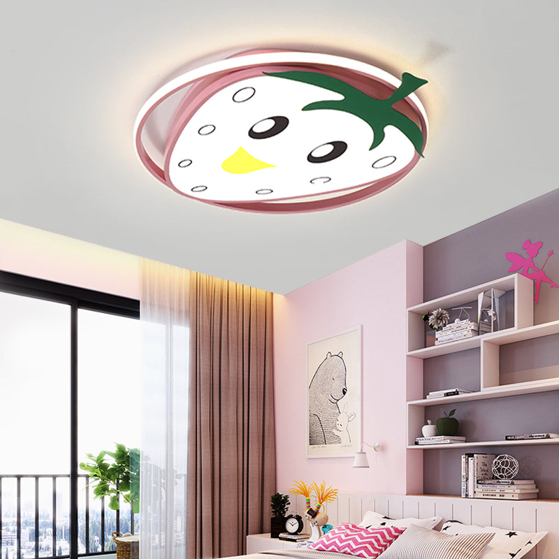 Strawberry Design Flushmount Briting Cartoon Acrylique LED Children Room Ceiling Mount Light in Pink