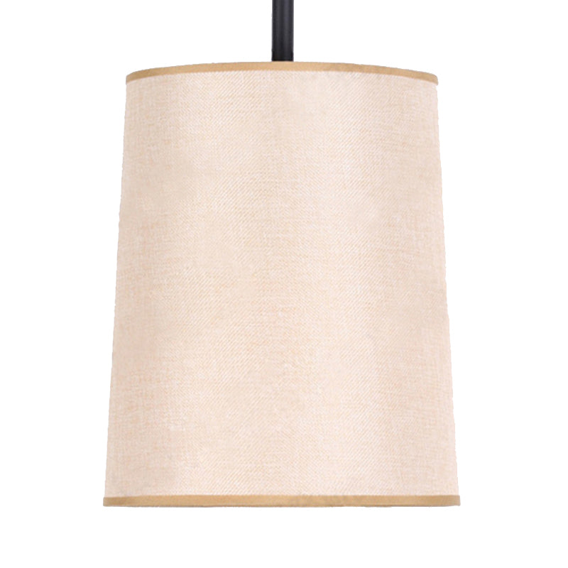 LED Cylinder Ceiling Pendant Light Classic White Fabric Hanging Lamp for Bedroom