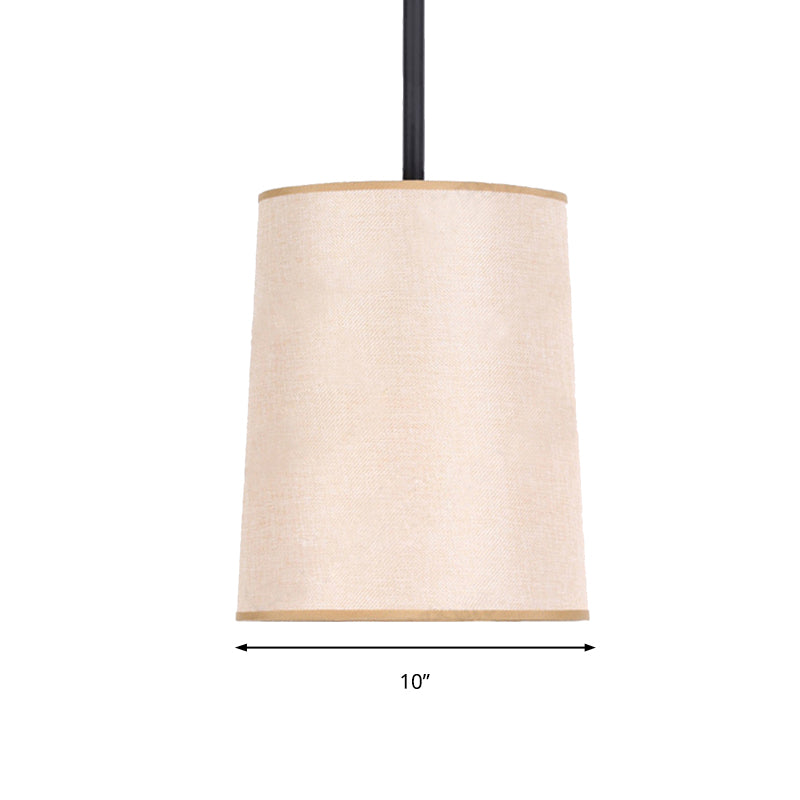 LED Cylinder Ceiling Pendant Light Classic White Fabric Hanging Lamp for Bedroom