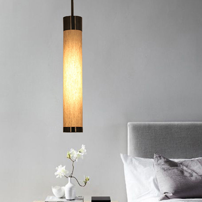 Zwarte buis hanger plafondlicht traditionele stof 1 lichte slaapkamer hangende lamp