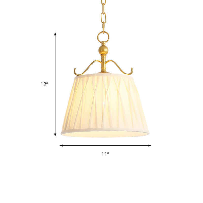 Tissu tambour de la lampe pendentielle blanche 1 luminaire classique de lustre pour salle à manger, 11 "/ 15" de largeur