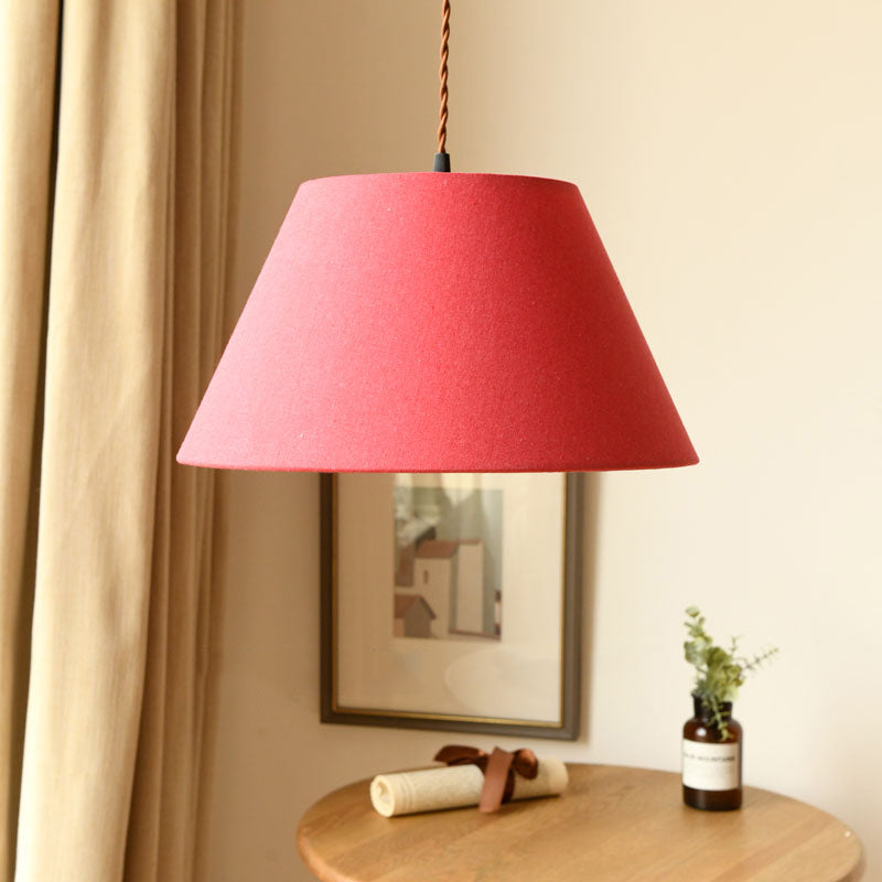 Klassieke kegel hanger lamp 1 lichte stof hangende lamp armatuur in wit/koffie/roos rood voor woonkamer