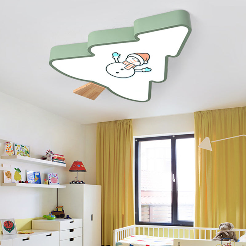 Groen/Grijze Boom Inbouwlamp Kinder LED Acryl Inbouw Plafondarmatuur met Sneeuwpoppatroon