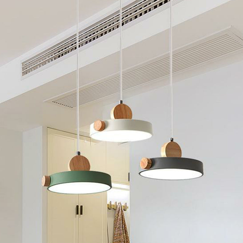 Round LED Hanging Pendant Simplicity Acrylic 3 Heads Dining Room Multi Ceiling Lamp in White