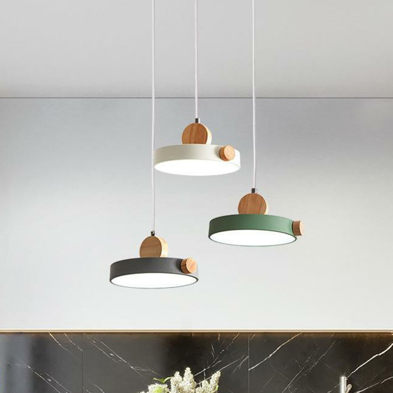 Round LED Hanging Pendant Simplicity Acrylic 3 Heads Dining Room Multi Ceiling Lamp in White