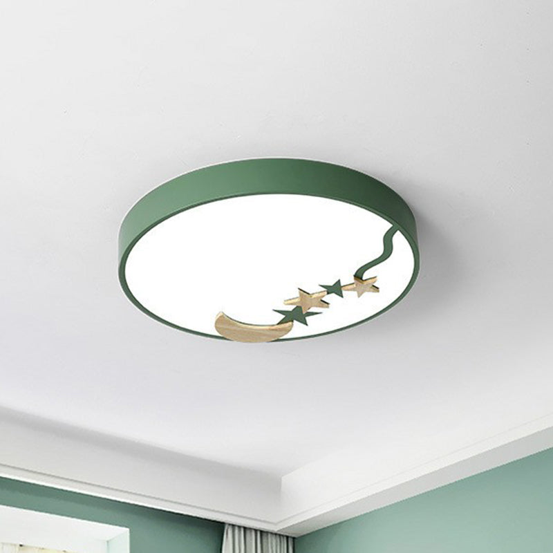 Circular Flush Ceiling Light Simplicity Acrylic LED Flush Mount Lighting Fixture with Decorative Star and Moon