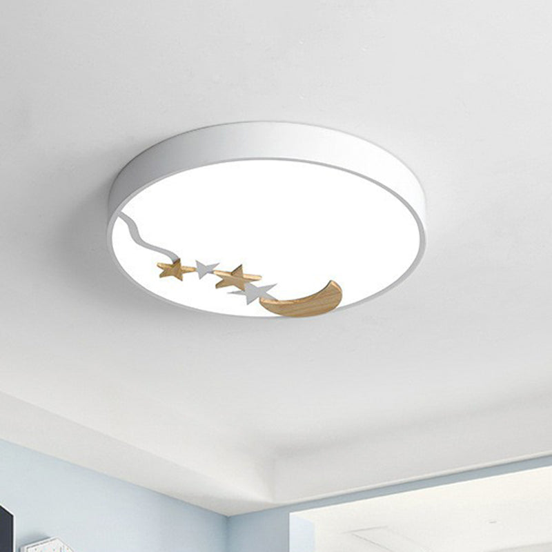 Circular Flush Ceiling Light Simplicity Acrylic LED Flush Mount Lighting Fixture with Decorative Star and Moon