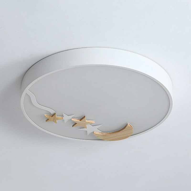 Circular Flush Ceiling Light Simplicity Acrylic LED Flush Mount Lighting Fixture with Decorative Star and Moon