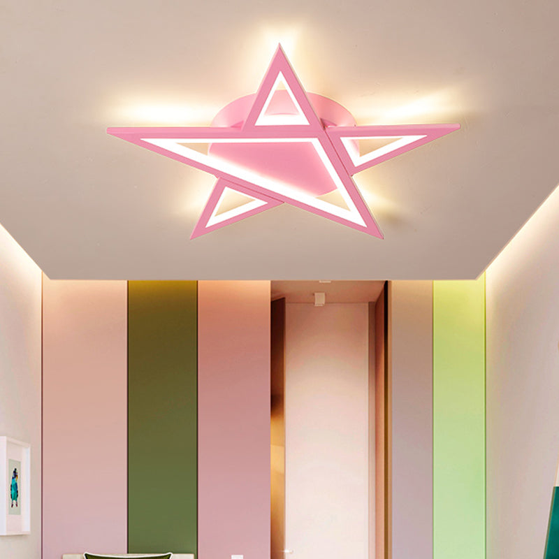 Aluminium Star Shaped Flush Hanger Licht Modernisme Stijl LED Blauw/Roze Plafond Mount Licht in Warm/Wit Licht