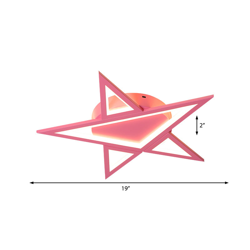 Sternförmige, bündige Pendelleuchte aus Aluminium im modernen Stil, LED-Deckenleuchte in Blau/Rosa mit warmem/weißem Licht
