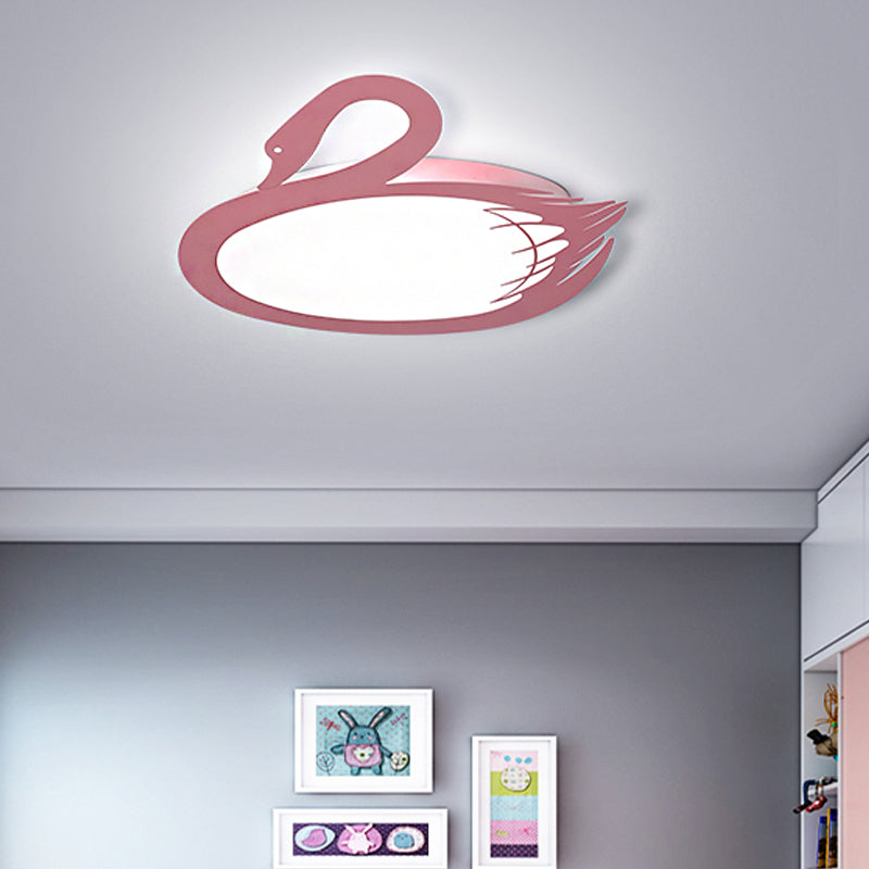 Moderne Stijl LED Flush Mount Verlichting met Acryl Shade Roze Zwaan Flushmount Plafond Fixture in Warm/Wit Licht