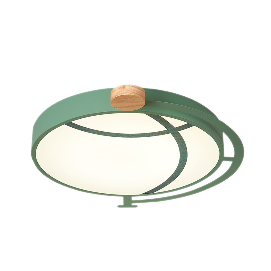 Cartoon Tellurion Design Flush Mount Lighting Acrylic LED Bedroom Flush Ceiling Light in Green/Gray