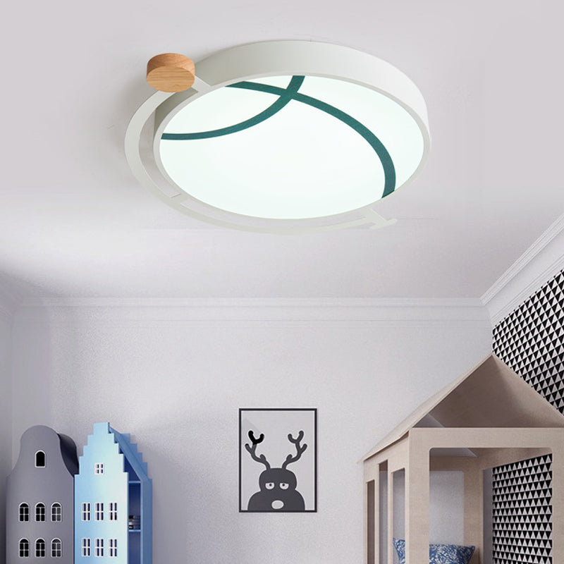 Cartoon Tellurion Design Flush Mount Lighting Acrylic LED Bedroom Flush Ceiling Light in Green/Gray