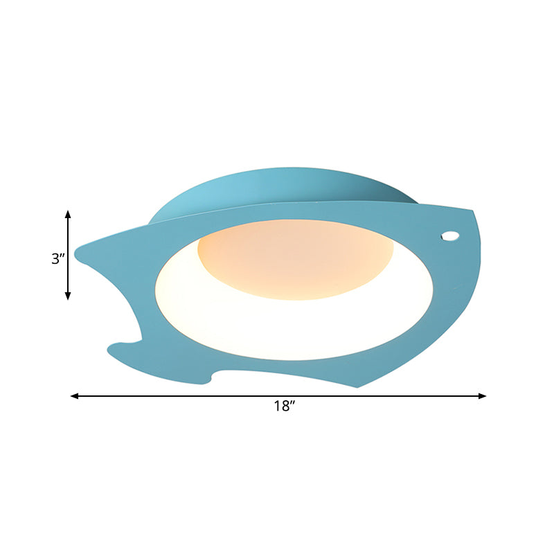 Lampada da incasso a forma di pesce blu Lampada da soffitto in silicone a LED per cartoni animati per cameretta