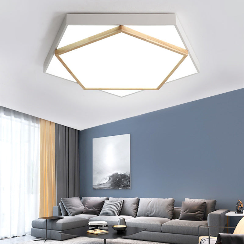 14"/18"/21.5" Wide Pentagon Flush Mount Contemporary Acrylic Grey/White LED Flush Mount Lamp in White/Warm/Natural Light