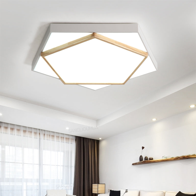 14"/18"/21.5" Wide Pentagon Flush Mount Contemporary Acrylic Grey/White LED Flush Mount Lamp in White/Warm/Natural Light