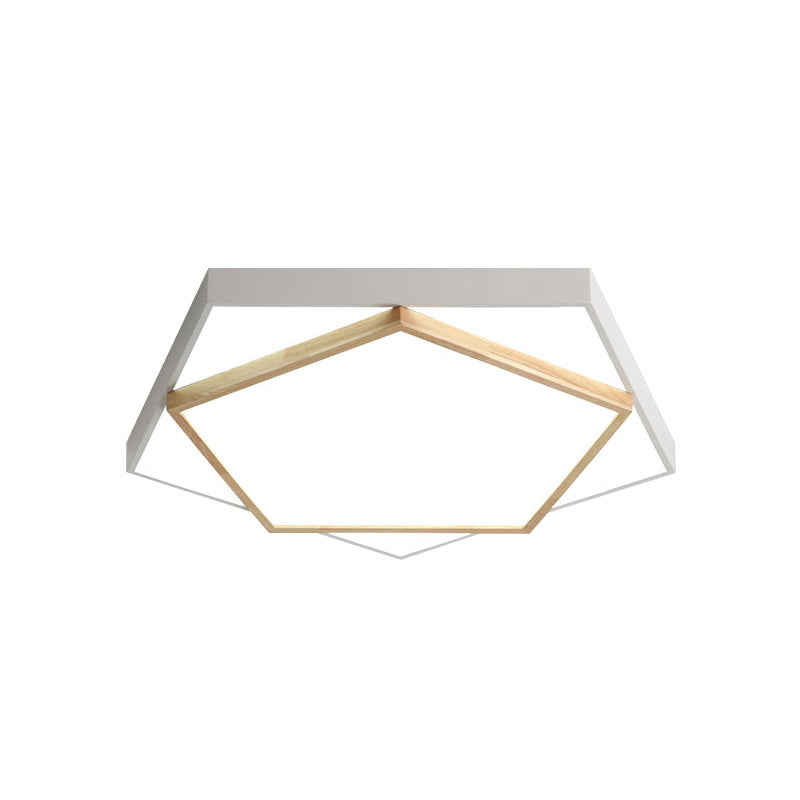 14"/18"/21.5" Wide Pentagon Flush Mount Contemporary Acrylic Grey/White LED Flush Mount Lamp in White/Warm/Natural Light