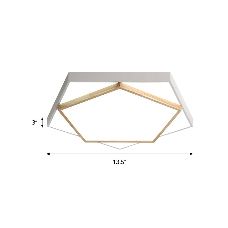 14"/18"/21.5" Wide Pentagon Flush Mount Contemporary Acrylic Grey/White LED Flush Mount Lamp in White/Warm/Natural Light