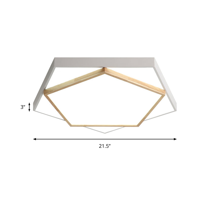 Lámpara LED empotrada acrílica gris/blanca contemporánea de montaje empotrado Pentágono de 14"/18"/21,5" de ancho en luz blanca/cálida/natural