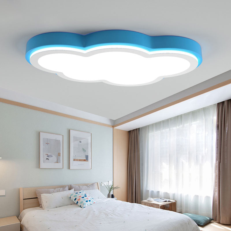 Blue Acrylic Shade Flush Mount Lamp Modernist LED Blue Flush Ceiling Light Fixture in Warm/White Light for Child Bedroom